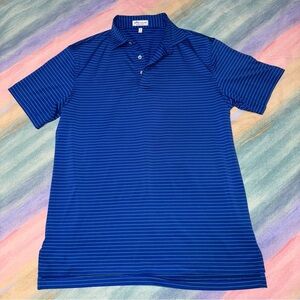 Peter Millar Summer Comfort Polo Shirt men’s size M Blue White Stripe Stretch